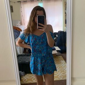 Bright Blue Floral Romper